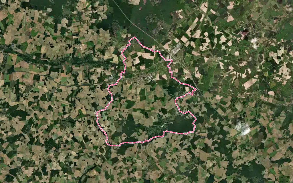 Vue satellite de Courtenay avec ses contours administratifs
