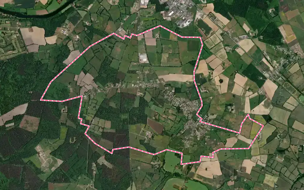 Vue satellite de Courtillers avec ses contours administratifs