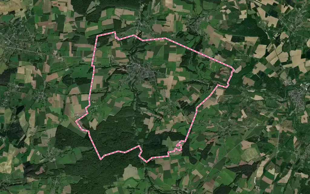 Vue satellite de Cousolre avec ses contours administratifs