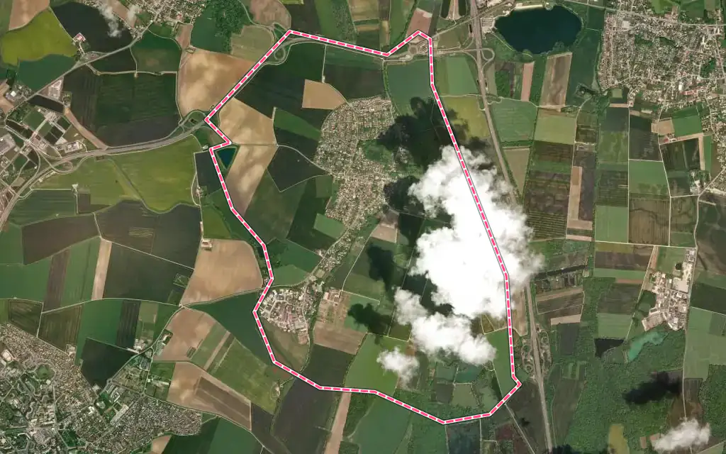 Vue satellite de Couternon avec ses contours administratifs