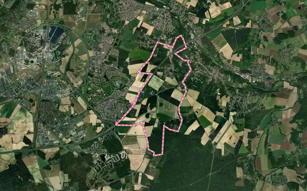 Vue satellite de Coutevroult avec ses contours administratifs
