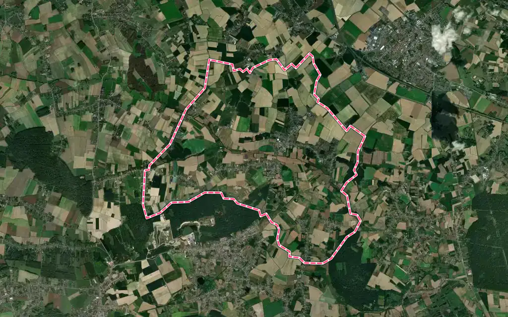 Vue satellite de Coutiches avec ses contours administratifs