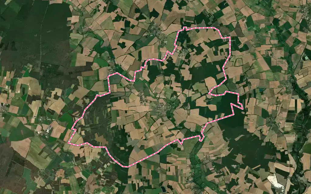 Vue satellite de Couture-d'Argenson avec ses contours administratifs