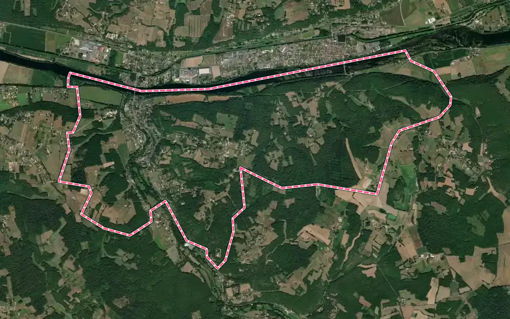 Vue satellite de Couze-et-Saint-Front avec ses contours administratifs