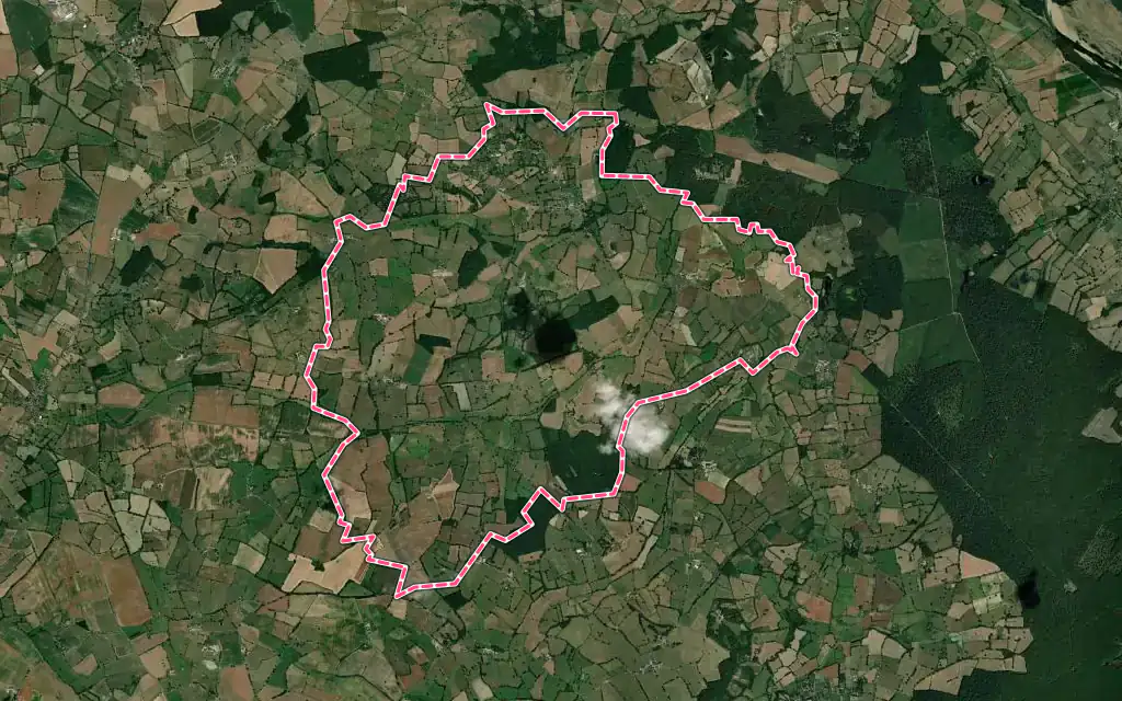 Vue satellite de Couzon avec ses contours administratifs