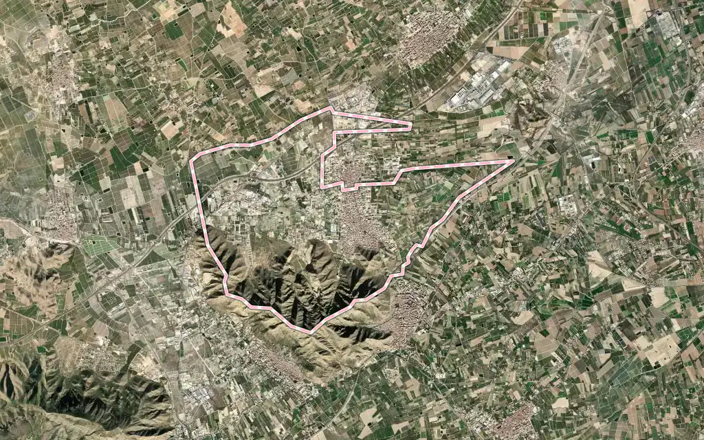 Vista satélite de Cox con su contorno administrativo