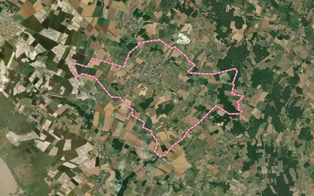Vue satellite de Cozes avec ses contours administratifs