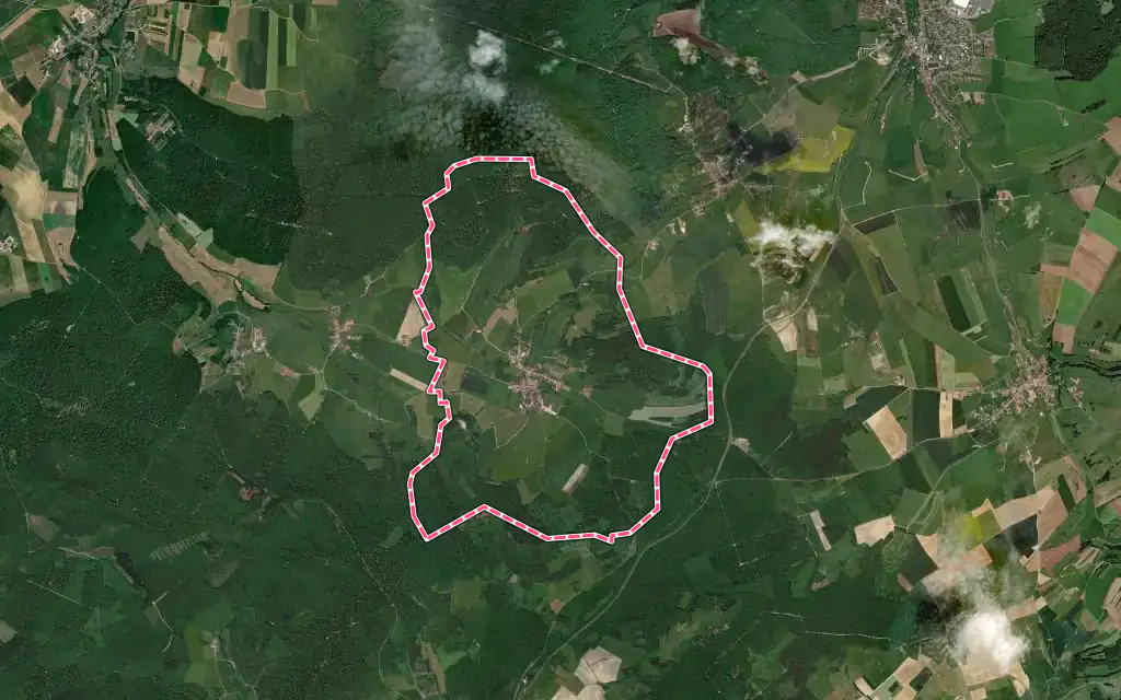 Vue satellite de Crainvilliers avec ses contours administratifs