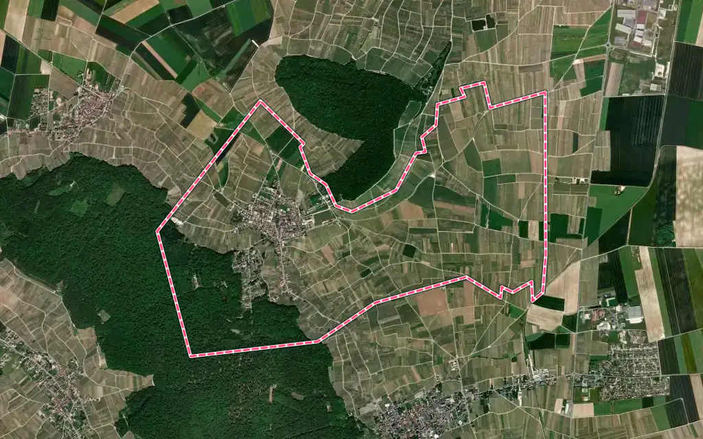 Vue satellite de Cramant avec ses contours administratifs