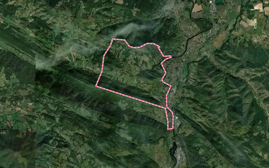 Vue satellite de Crampagna avec ses contours administratifs