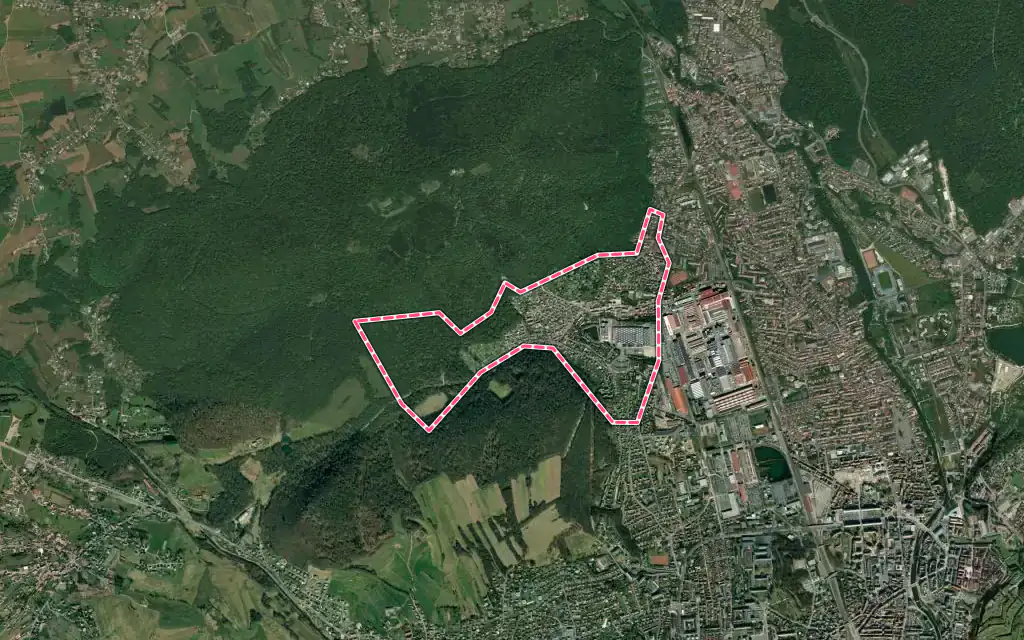 Vue satellite de Cravanche avec ses contours administratifs