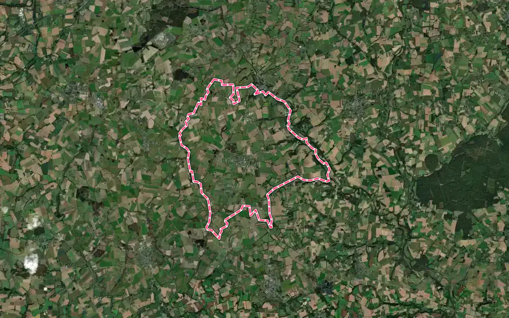 Vue satellite de Crédin avec ses contours administratifs