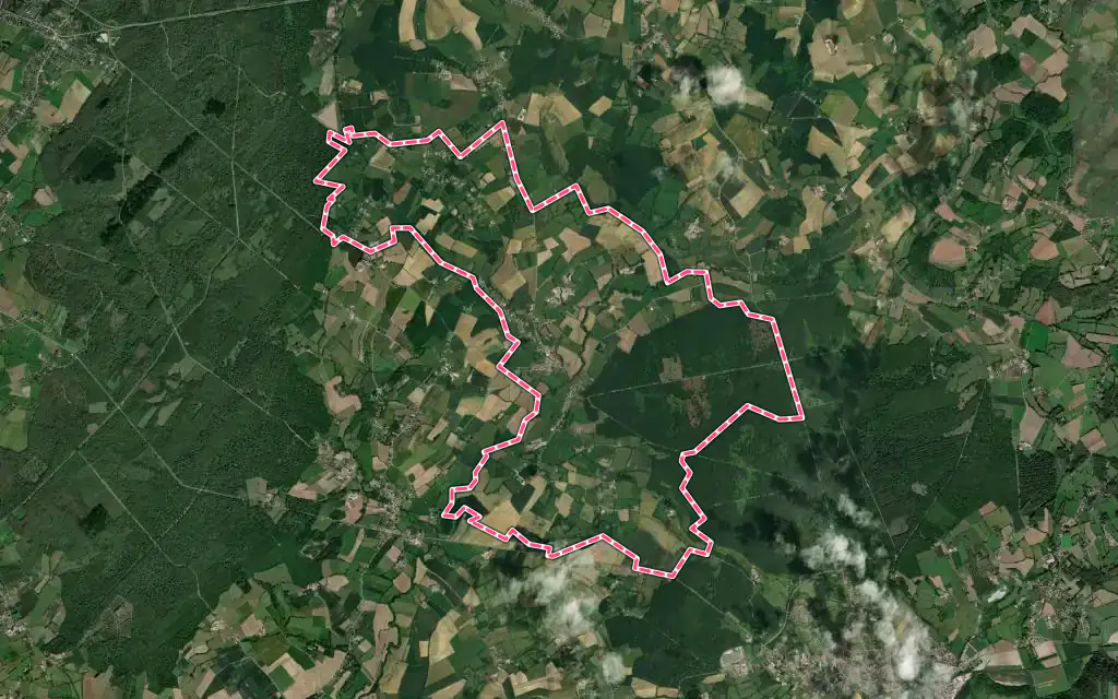 Vue satellite de Crémarest avec ses contours administratifs