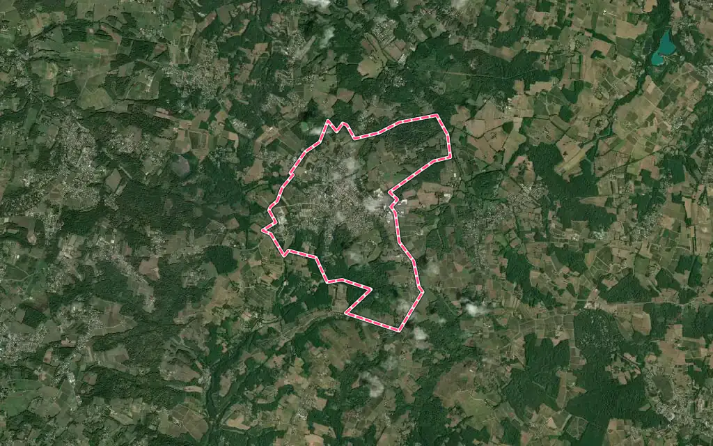 Vue satellite de Créon avec ses contours administratifs