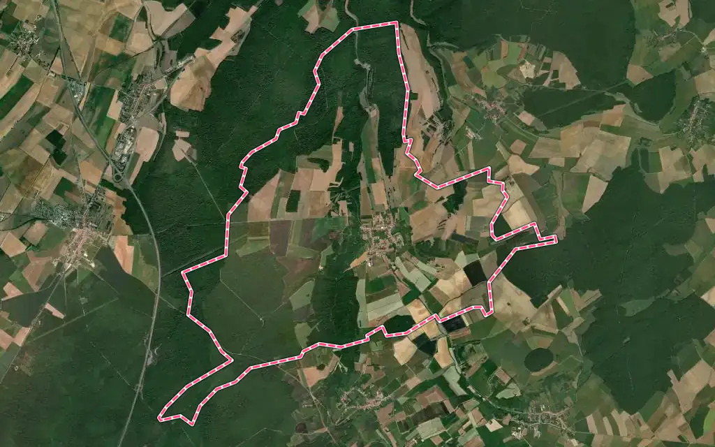 Vue satellite de Crépey avec ses contours administratifs