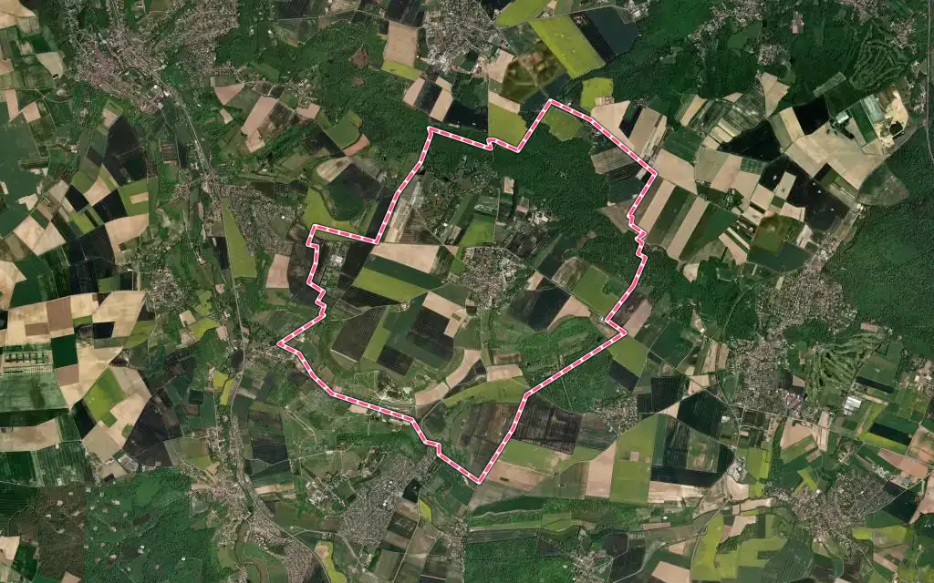 Vue satellite de Crespières avec ses contours administratifs