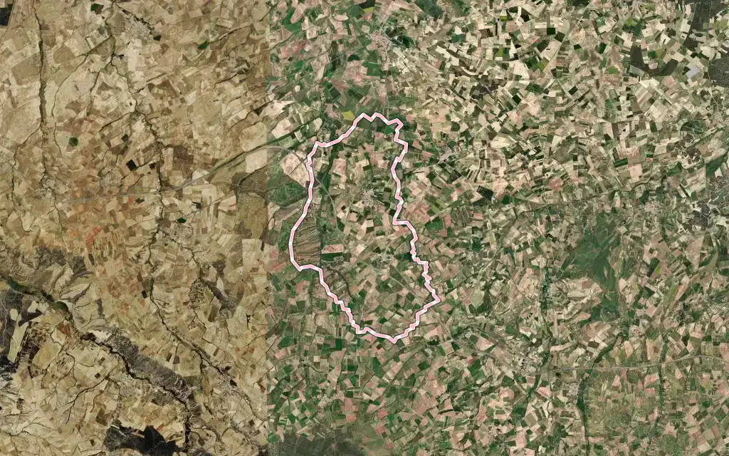Vista satélite de Crespos con su contorno administrativo