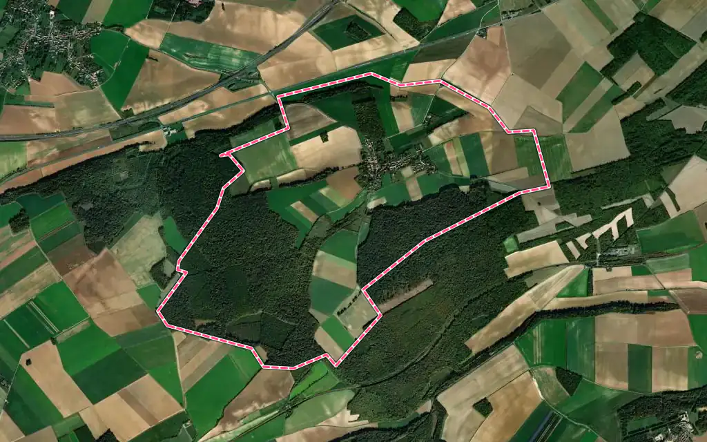 Vue satellite de Creuse avec ses contours administratifs