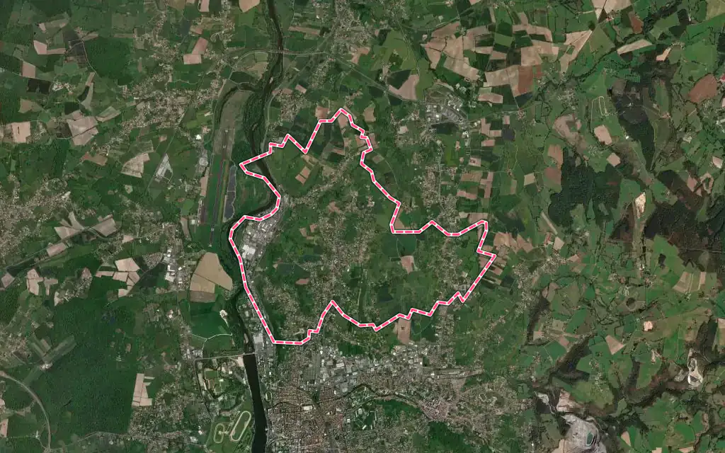 Vue satellite de Creuzier-le-Vieux avec ses contours administratifs