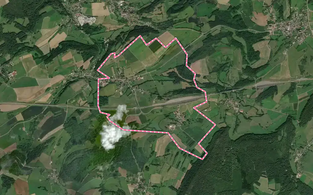 Vue satellite de Crevans-et-la-Chapelle-lès-Granges avec ses contours administratifs