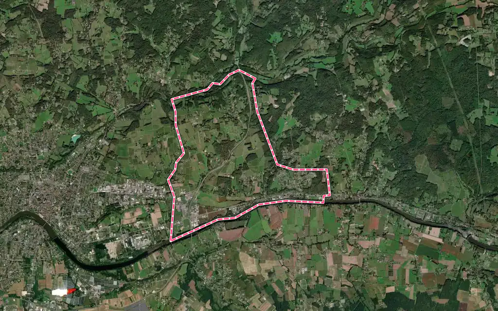 Vue satellite de Creysse avec ses contours administratifs