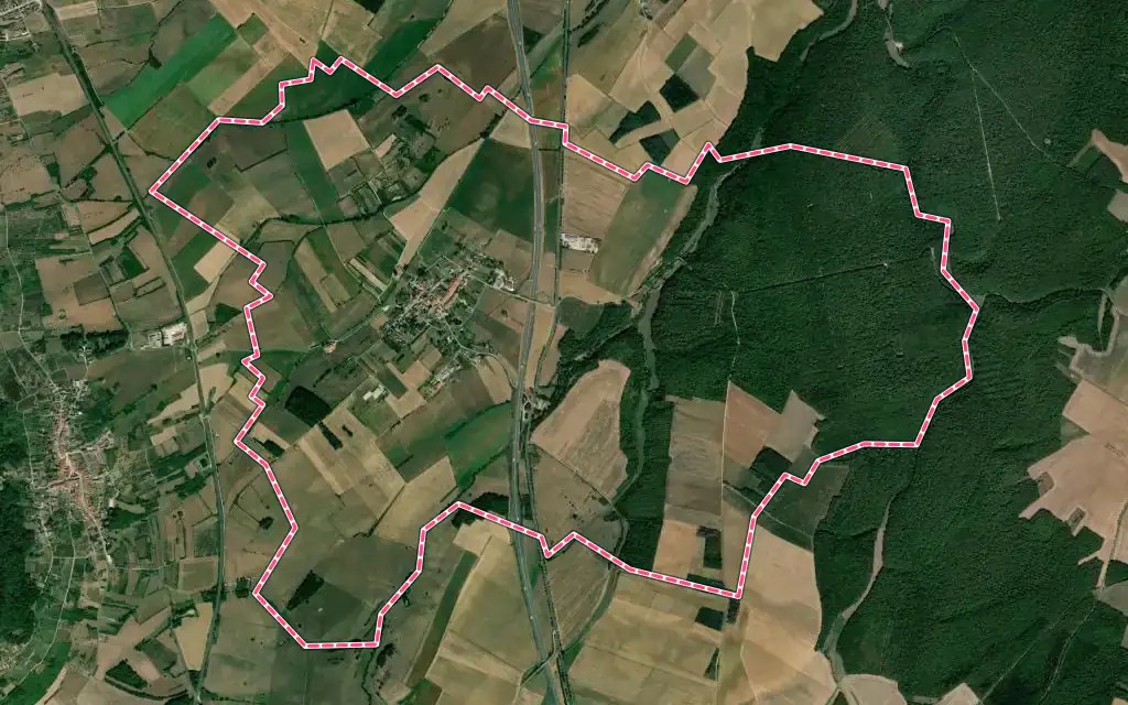 Vue satellite de Crézilles avec ses contours administratifs
