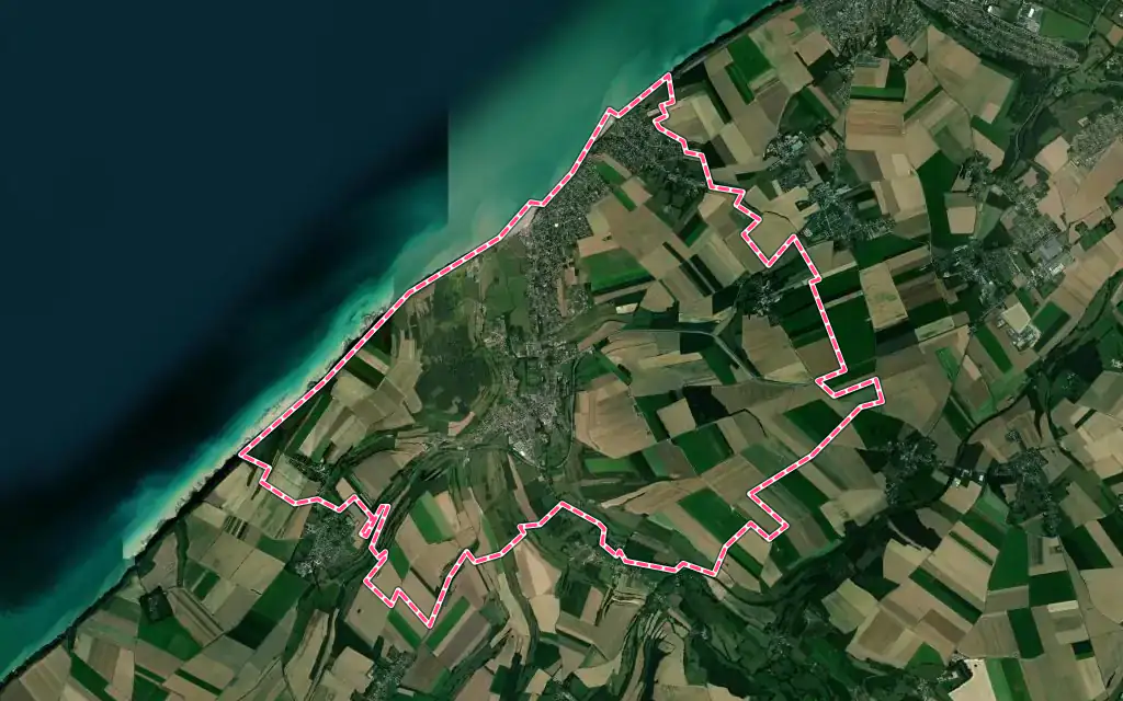 Vue satellite de Criel-sur-Mer avec ses contours administratifs