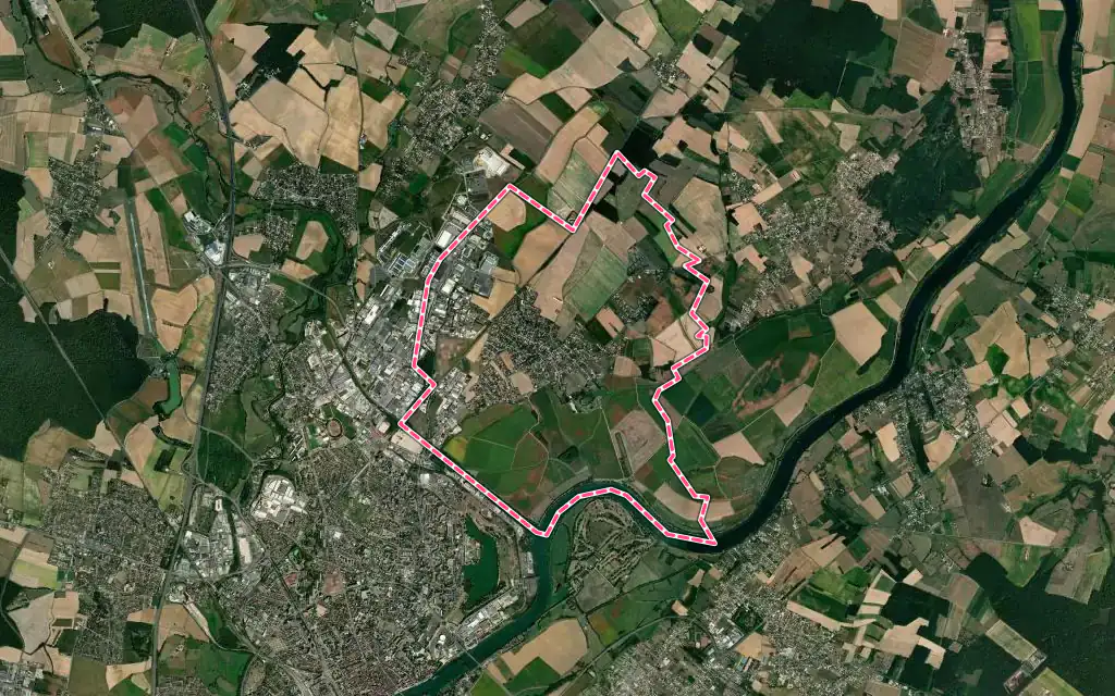 Vue satellite de Crissey avec ses contours administratifs