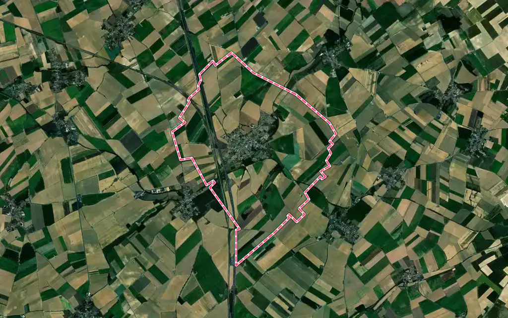 Vue satellite de Croisilles avec ses contours administratifs