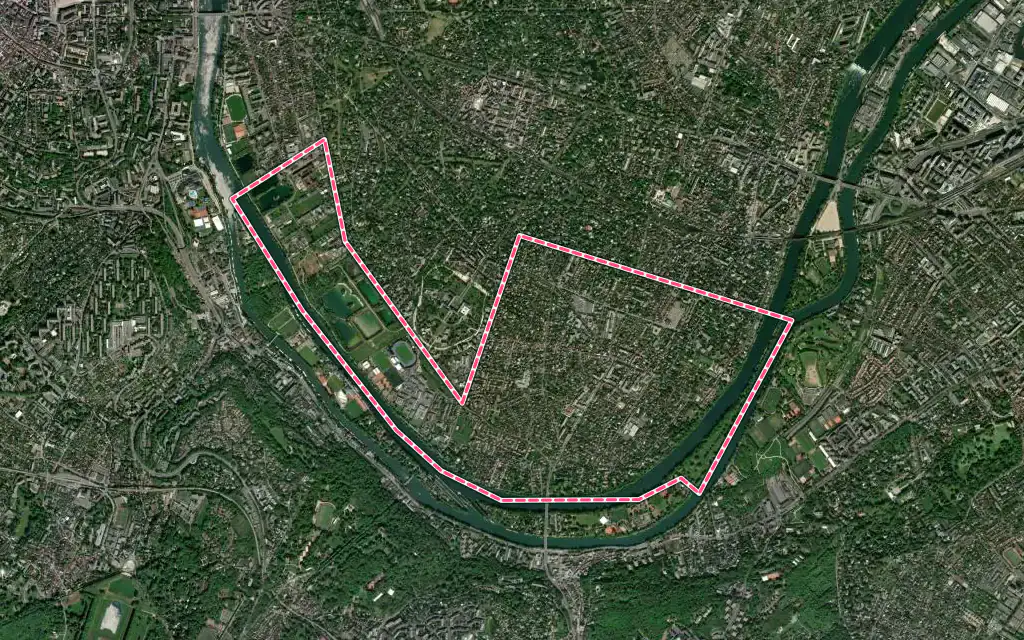 Vue satellite de Croissy-sur-Seine avec ses contours administratifs