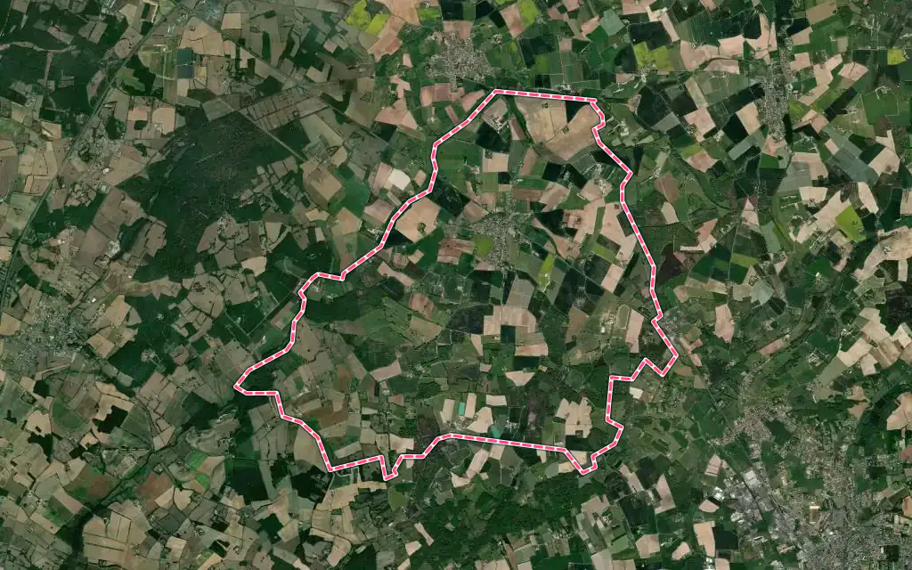 Vue satellite de Crosmières avec ses contours administratifs