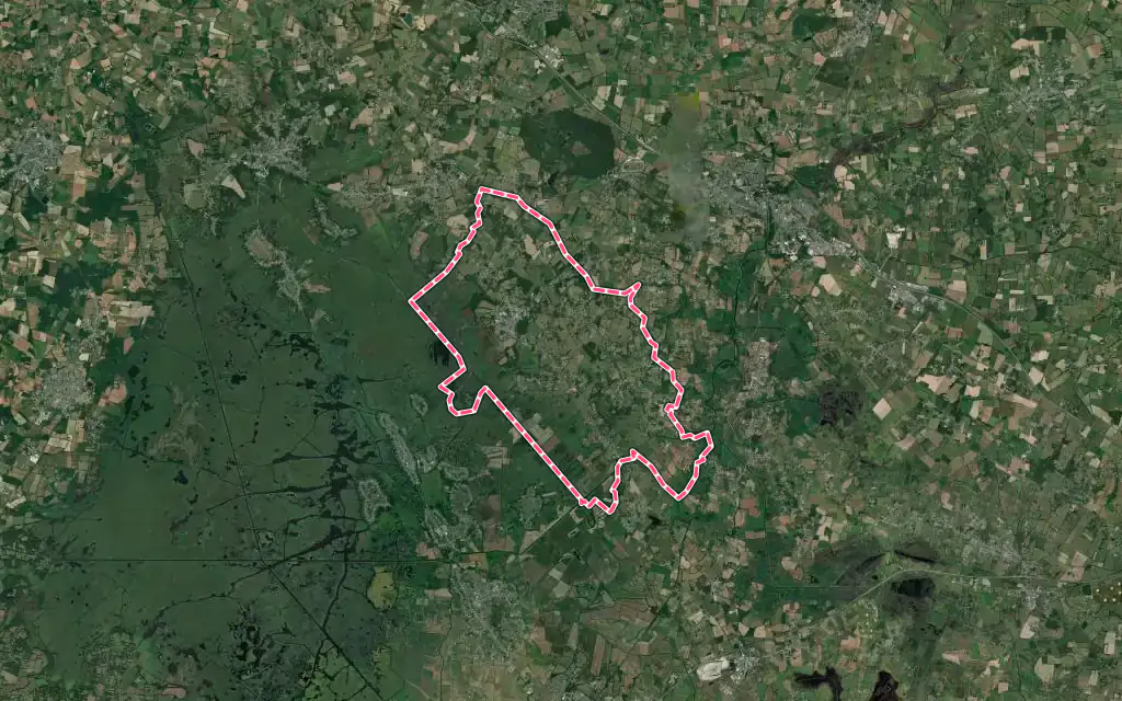Vue satellite de Crossac avec ses contours administratifs