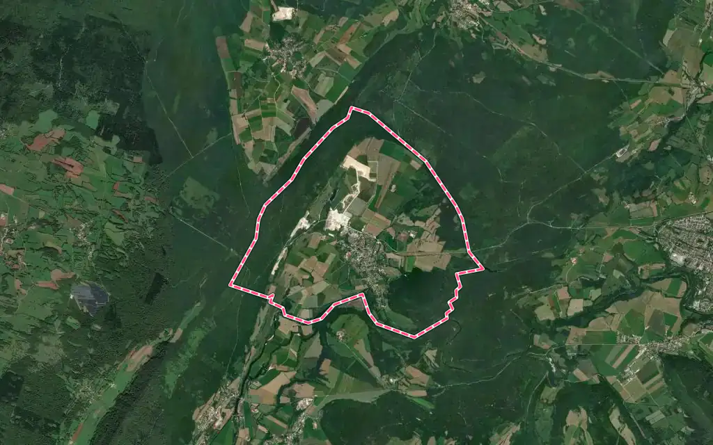 Vue satellite de Crotenay avec ses contours administratifs