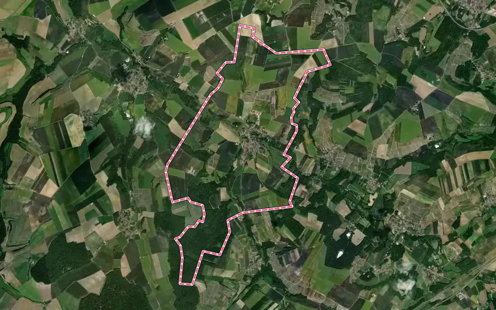 Vue satellite de Crugny avec ses contours administratifs