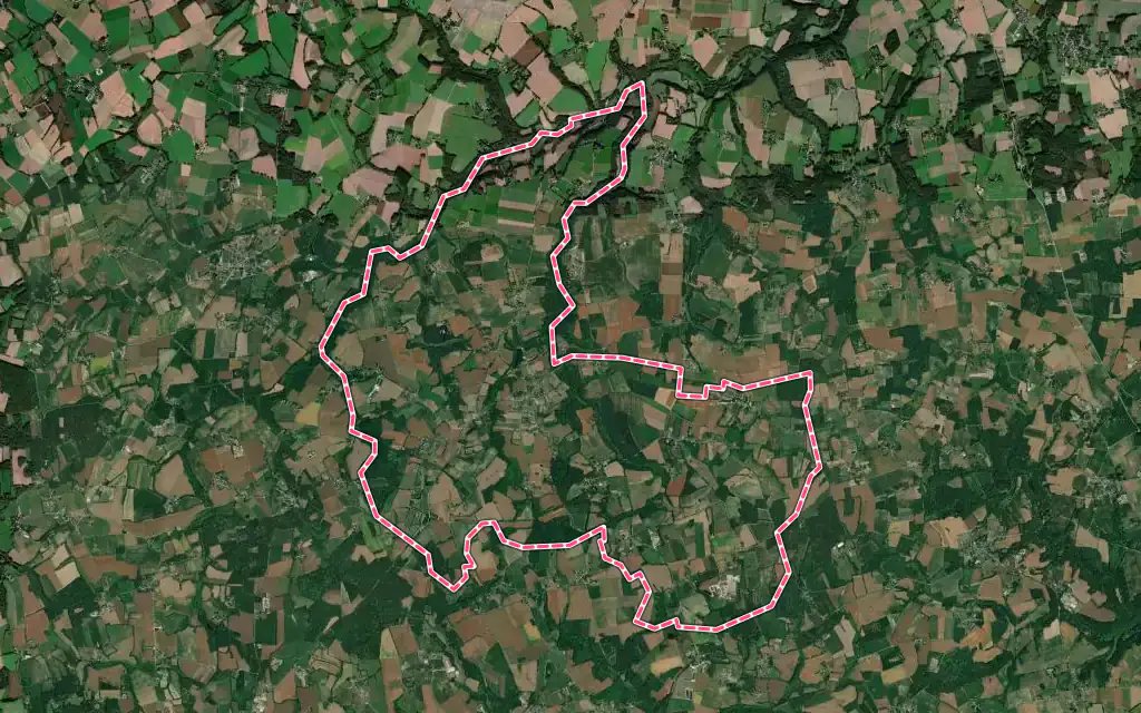 Vue satellite de Cruguel avec ses contours administratifs