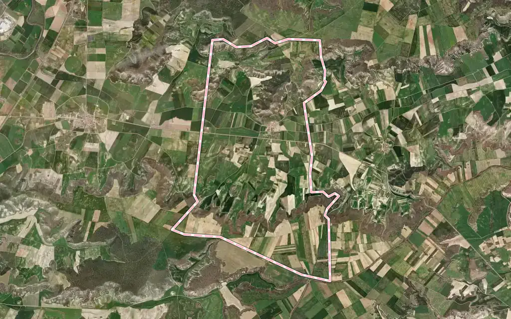 Vista satélite de Cubillas de Cerrato con su contorno administrativo