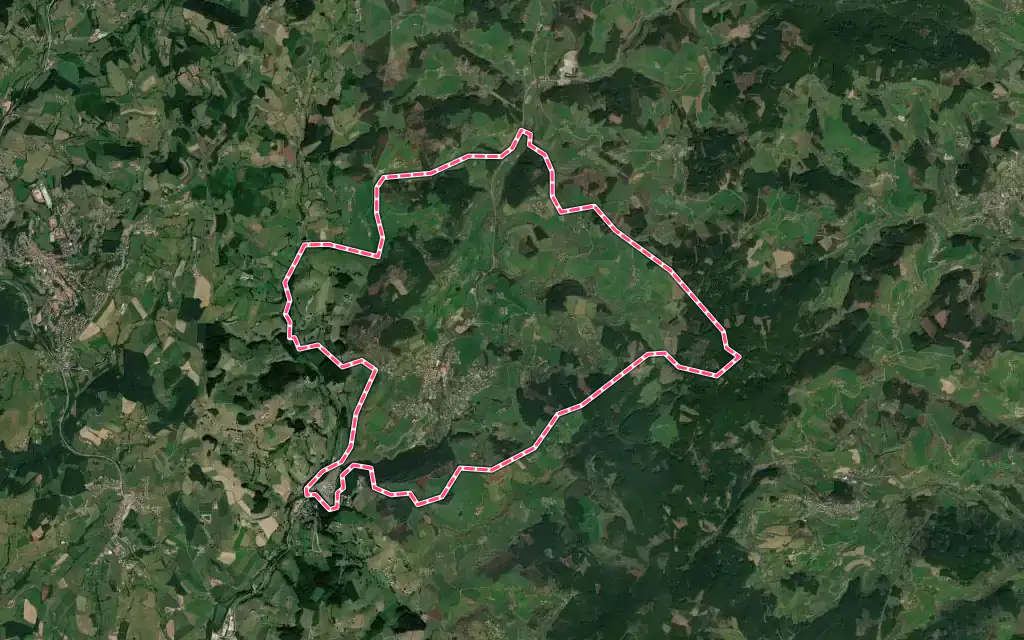 Vue satellite de Cublize avec ses contours administratifs