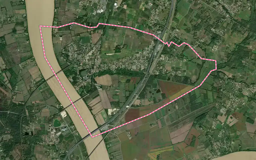 Vue satellite de Cubzac-les-Ponts avec ses contours administratifs