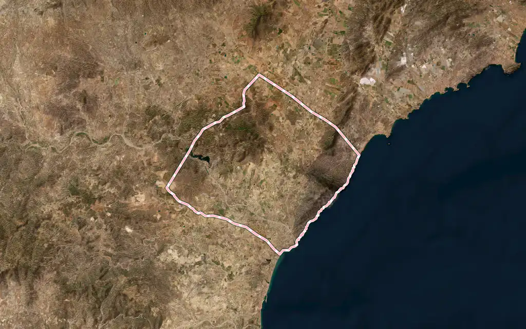 Vista satélite de Cuevas del Almanzora con su contorno administrativo