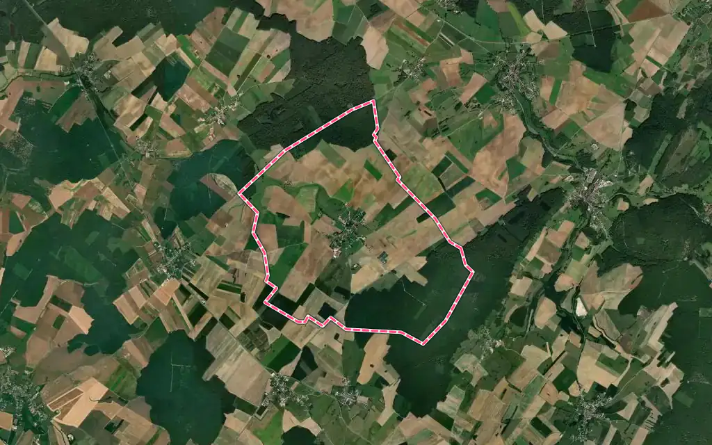 Vue satellite de Cugney avec ses contours administratifs