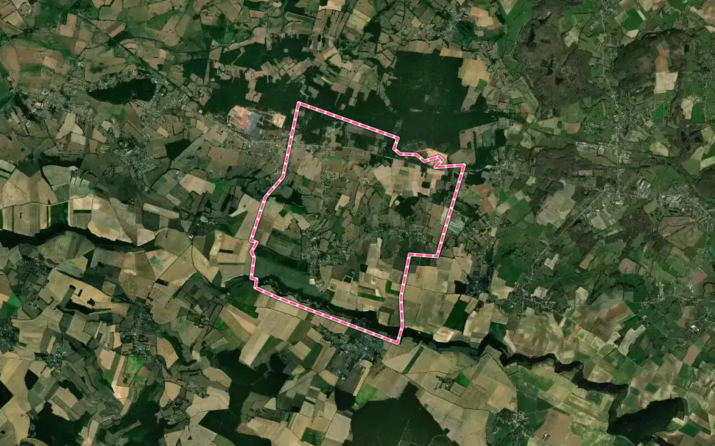 Vue satellite de Cuigy-en-Bray avec ses contours administratifs