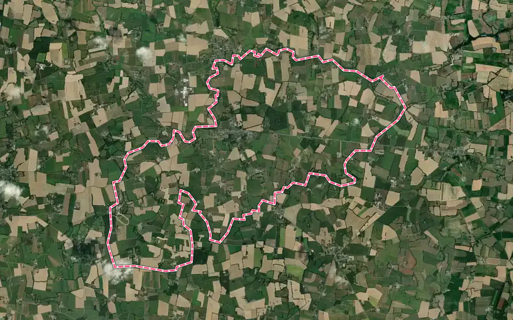 Vue satellite de Cuillé avec ses contours administratifs