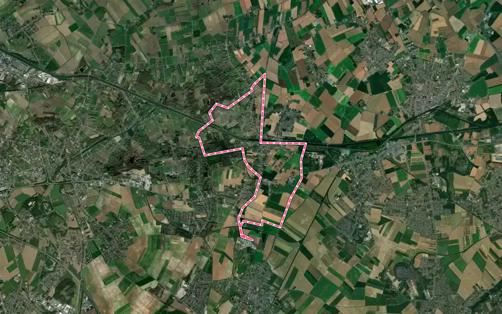 Vue satellite de Cuinchy avec ses contours administratifs
