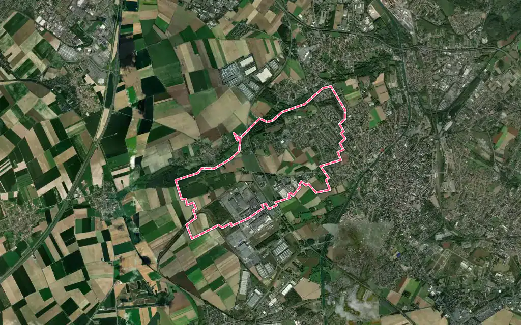Vue satellite de Cuincy avec ses contours administratifs