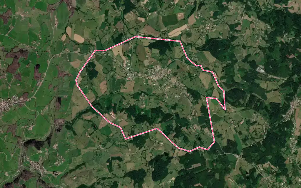 Vue satellite de Cuinzier avec ses contours administratifs