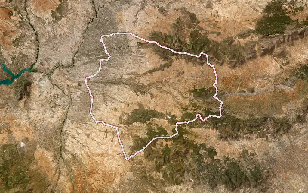 Vista satélite de Cúllar con su contorno administrativo
