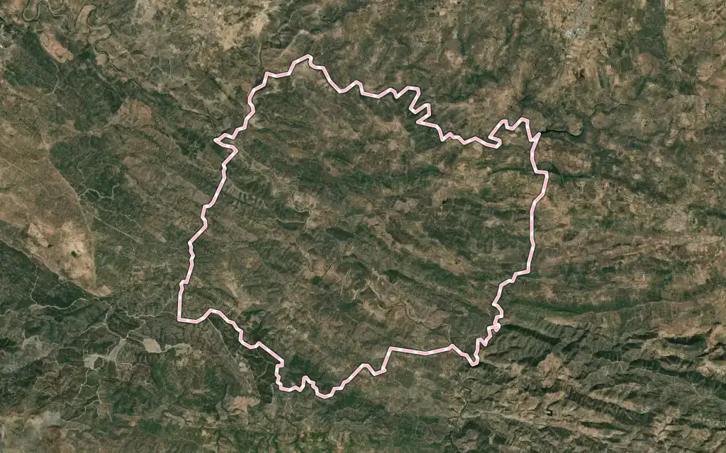 Vista satélite de Cumbres de San Bartolomé con su contorno administrativo