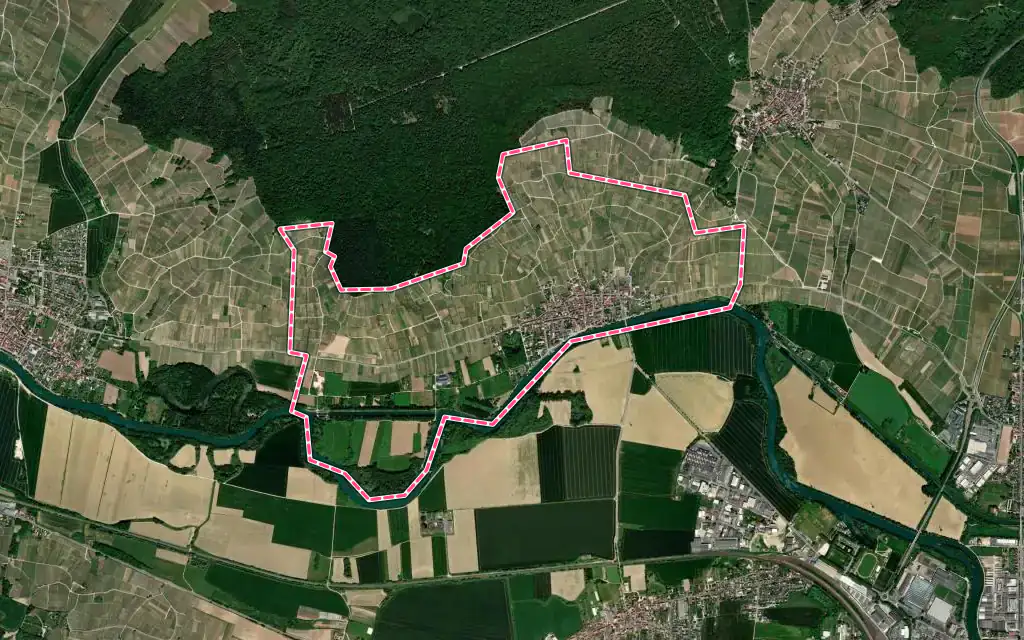 Vue satellite de Cumières avec ses contours administratifs