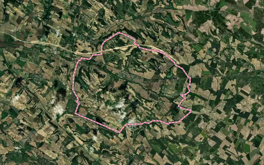 Vue satellite de Cuq-Toulza avec ses contours administratifs