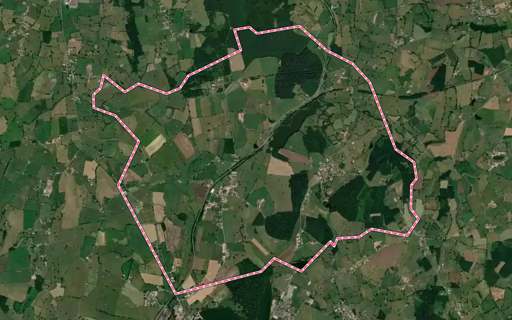 Vue satellite de Curbigny avec ses contours administratifs